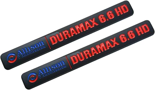 Aimoll Allison Transmission Duramax 6.6 HD - Juego de emblemas de capó para GM Silverado 2500HD (negrorojo)