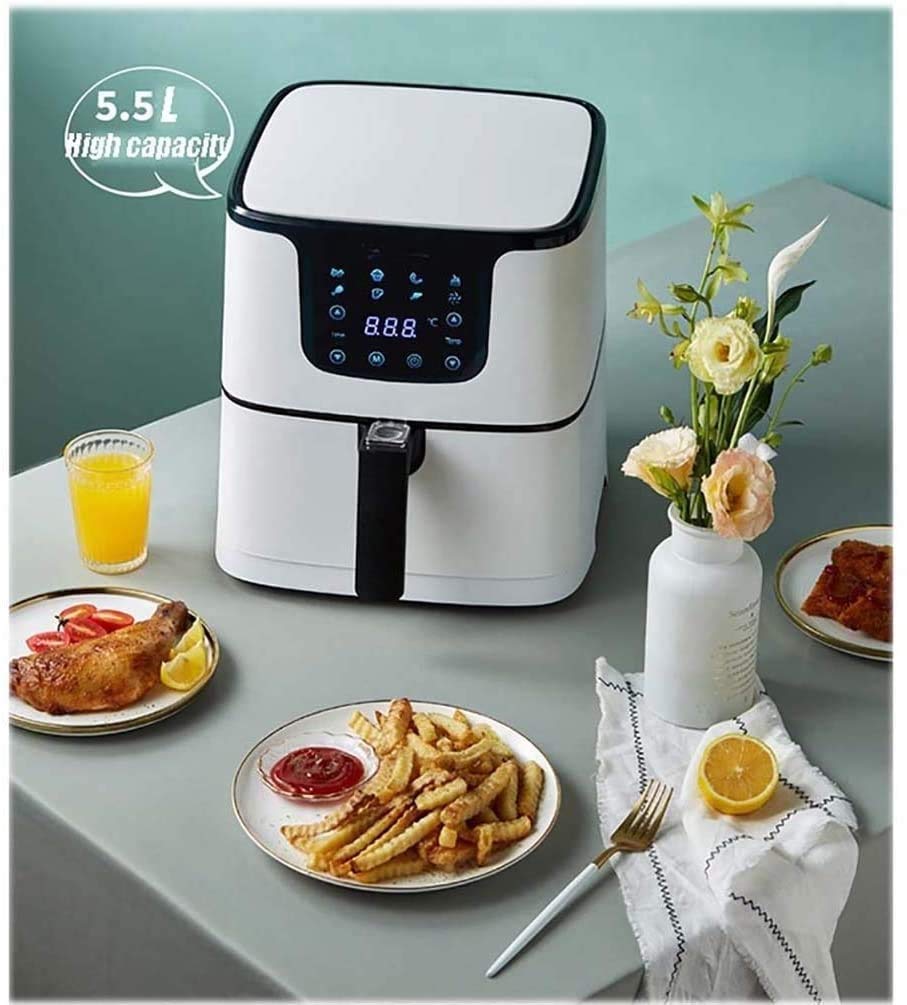 Friteuse Air, 5.9 Quart (5,5 litres) Électrique Chaud Friteuses Four Cuisinière d'otilless avec écran numérique LCD et poêle à friture non escamotable, 8 préréglages de cuisson, préchauffage, min