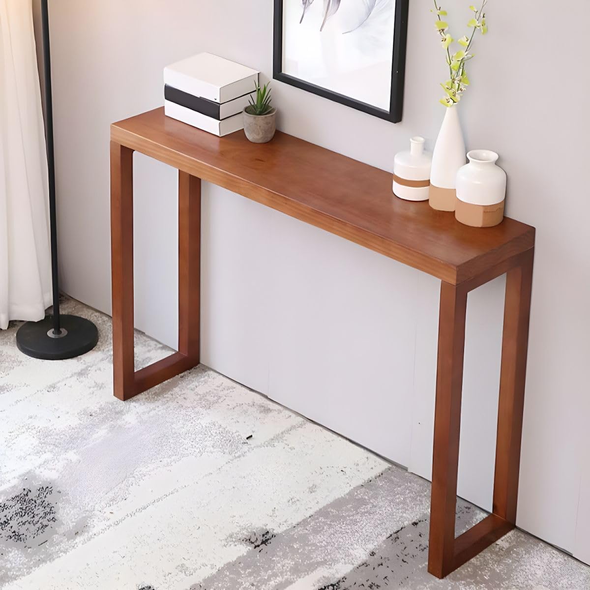 LAKIQ Pine Solid Wood Console Sofa Table Modern Rectangle