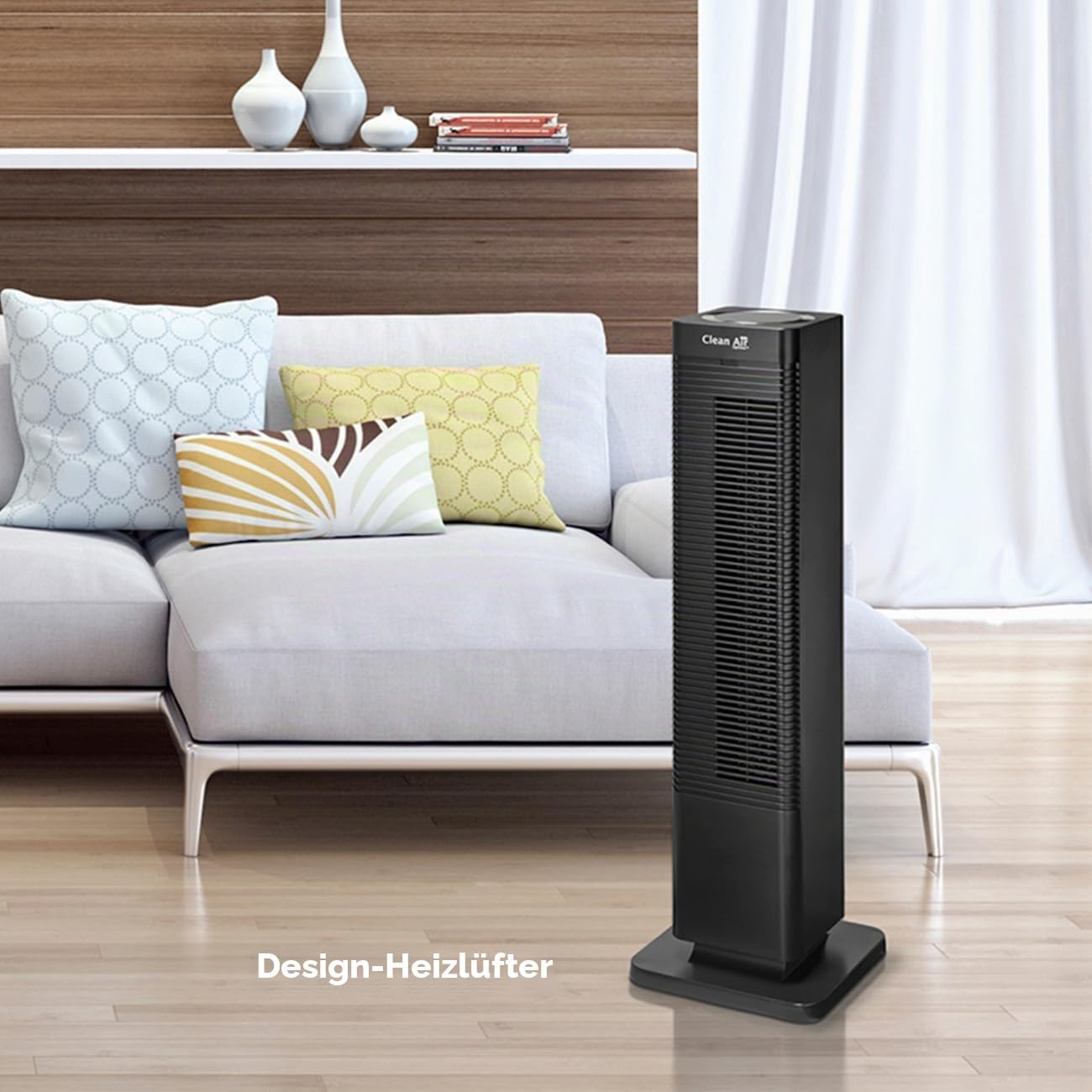 Clean Air Optima CA-904 Design Heizlüfter 2000W Digitaler Thermostat Oszillation 80° bis 40m² Schwarz