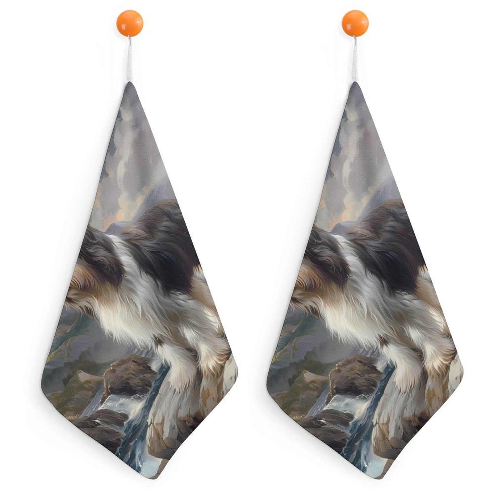 TXFBTRFSA Bearded Collie Hand Towels with Hanging Loop Kitchen Towel Handkerchiefs Cleaning Cloths