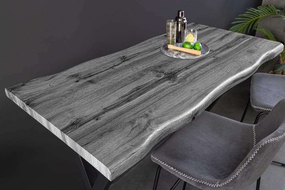 Riess Ambiente Industrial Bartisch WILD - 120cm - grau schwarz - Wildeichen-Design Metall X-Gestell