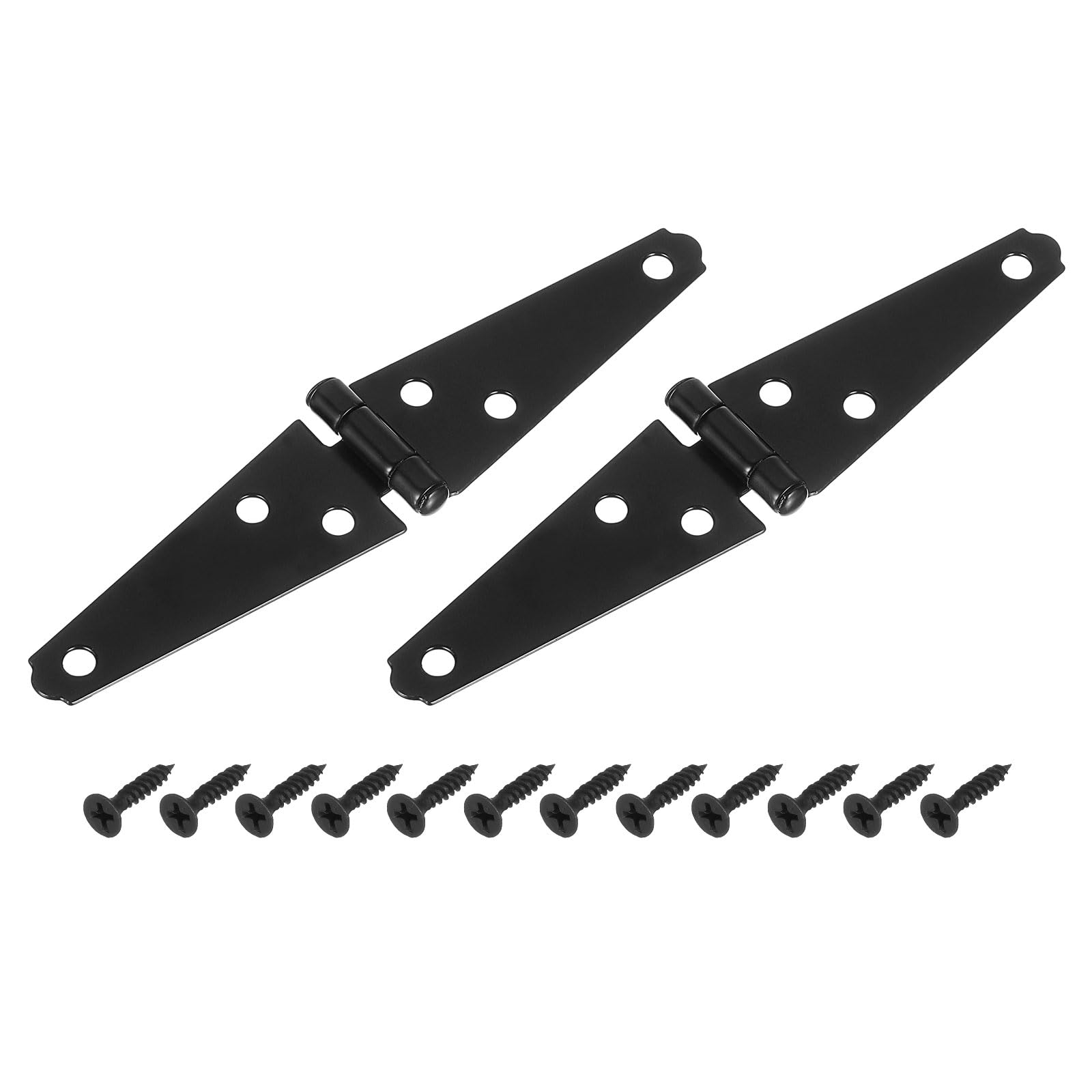 sourcing map 2Pcs Strap Hinges, 3 Inch Shed Door Hinges Heavy Duty Gate Hinge Tee Hinge with Screws for Wooden Fences Yard Doors Barn Gate, Black