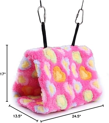 Vktech Plush Snuggle Bird Hammock Hanging Snuggle Cave Happy Hut Bird Parrot Hideaway Size M (23.5 * 22cm) (Pink)
