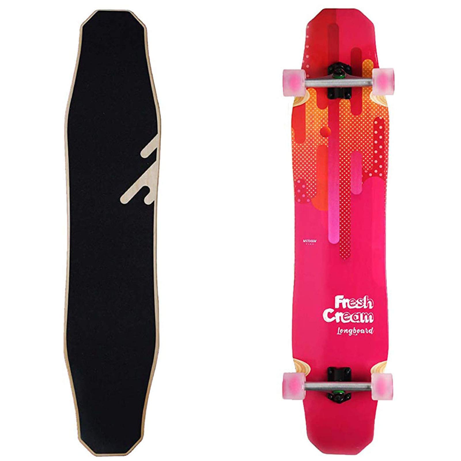 44 Pulgadas Longboard Skateboard Completo - Dancing Free Style Slide Cruiser Longboards Completo para Principiantes O Profesionales con Ruedas De PU De Alto Rebote,Rosado