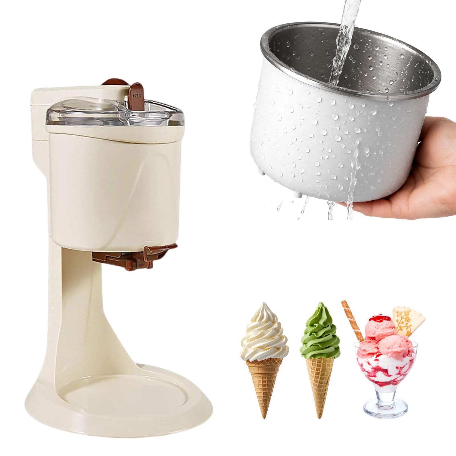Rzythochron Semi-Automatic 1l Household Ice Cream Making Machine, Ice Cream Maker Machine, For Delicious Treats, Doesn’t require bulky commercial floor space