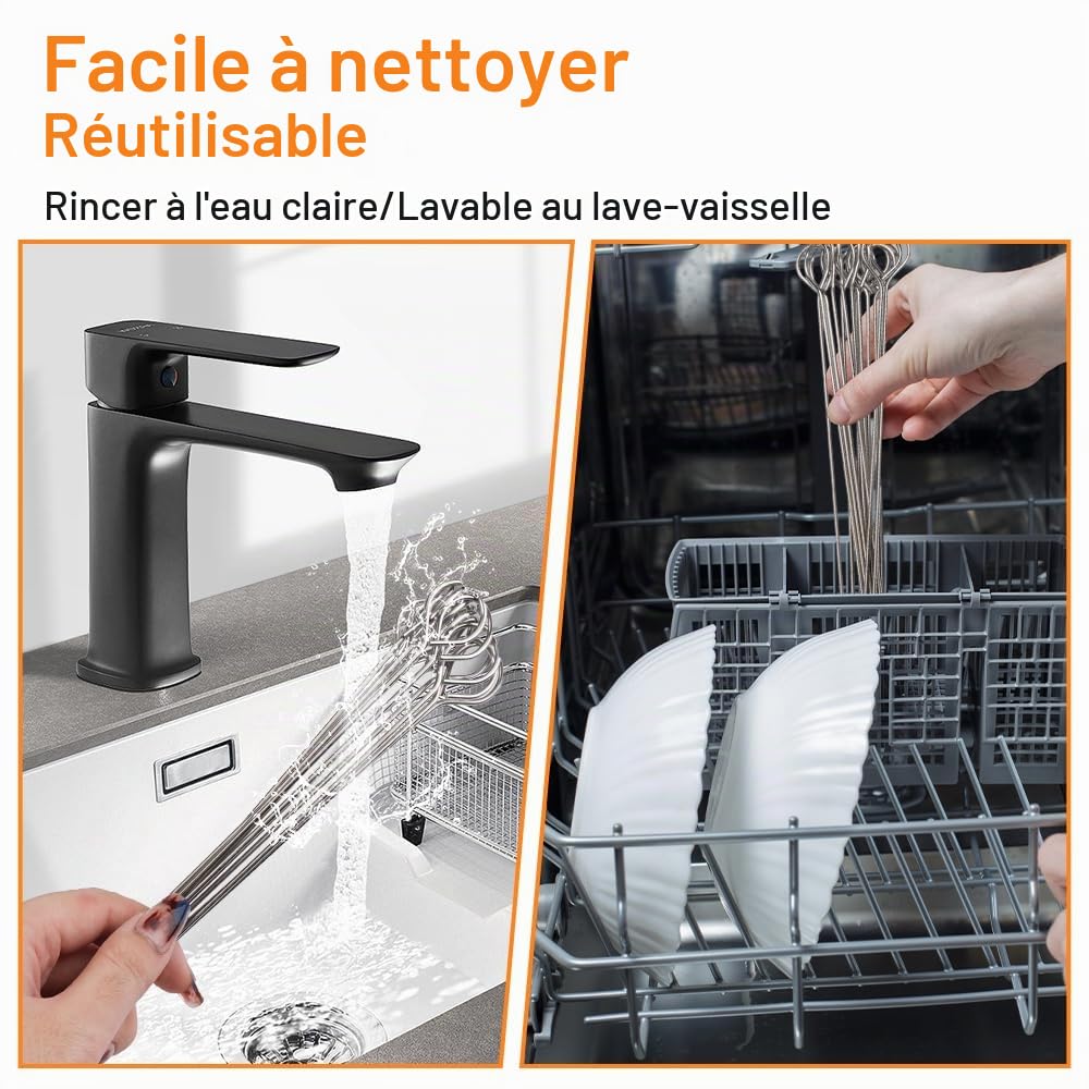 Brochettes en Acier Inoxydable 25 cm, Pique a Brochette Réutilisables, Aiguilles à Roulade pour Barbecue, Bœuf, Poisson