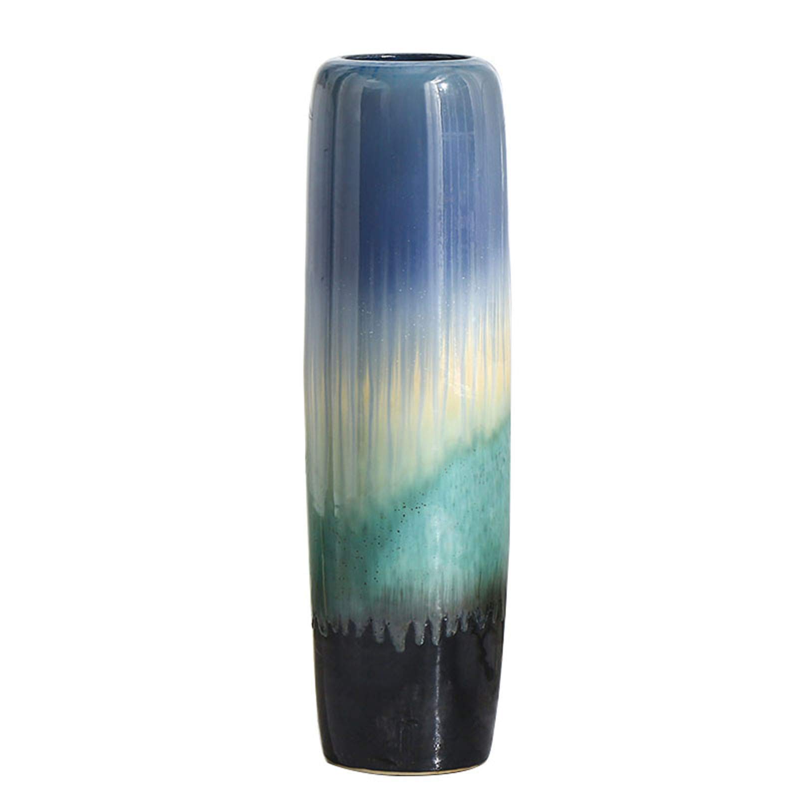asdchZen Indoor Gardening Gradient Large Ceramic Vase, Hotel Lobby Decorative Vase Art Flower Arrangement Ballroom Corridor Entrance Floor-Standing Vase,24.5 * 90CM