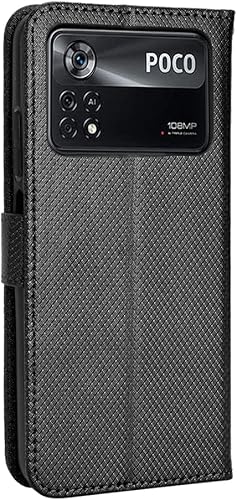Miniatura 3 de Funda para Xiaomi Poco M4 Pro 4G Funda de cuero, Funda para Xiaomi Poco M4 Pro 4G 2201117PI 2201117PG Funda de cuero PU Flip Cover Negro