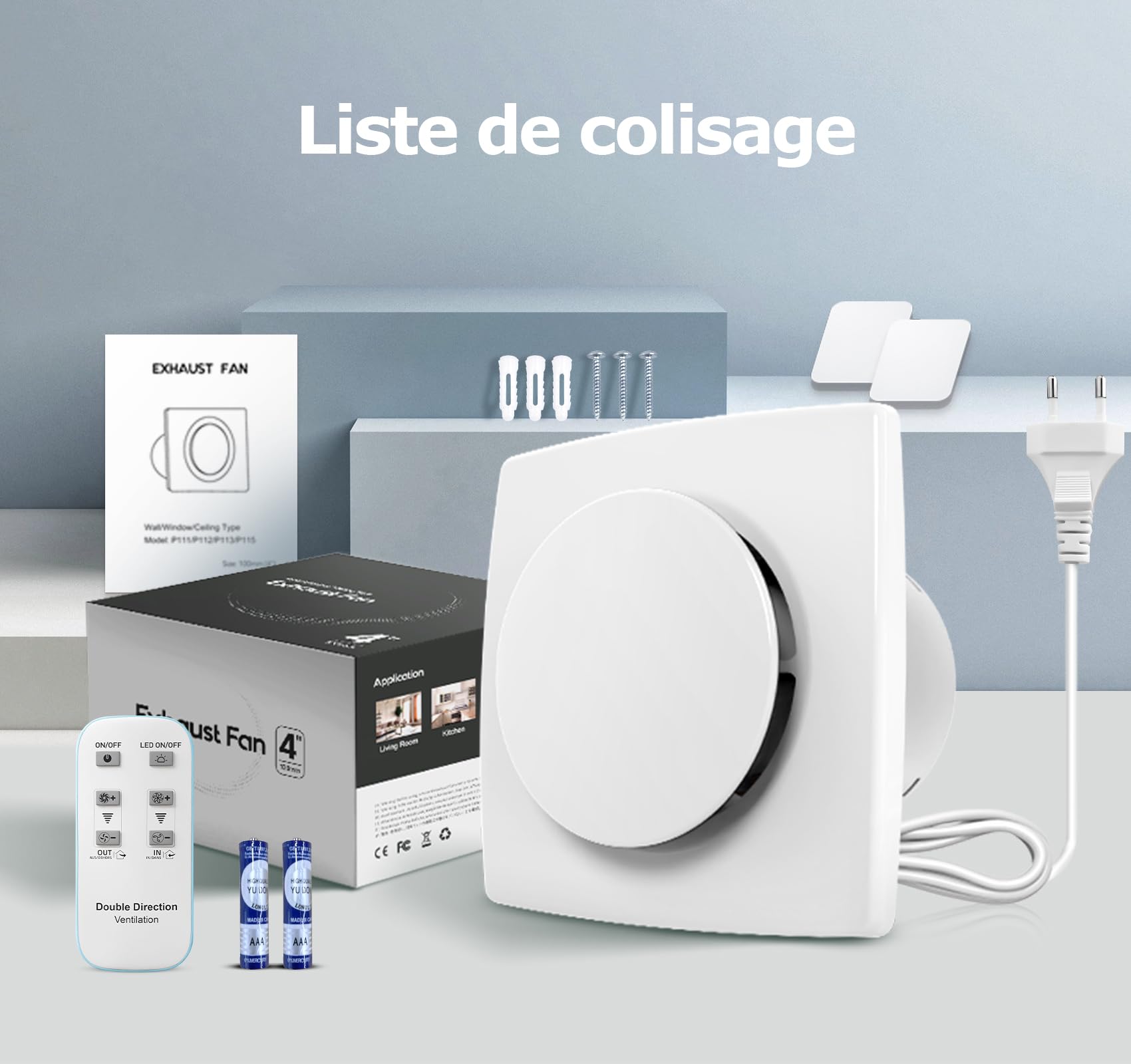 VMC Salle de Bain avec Télécommande, 11 Effets Lumineux, Bidirectionnel, 6 Vitesses, Ventilateur Extracteur Air avec Fonction Mémoire, Extracteur d'Air 100 mm Silencieux Moteur sans Balais DC