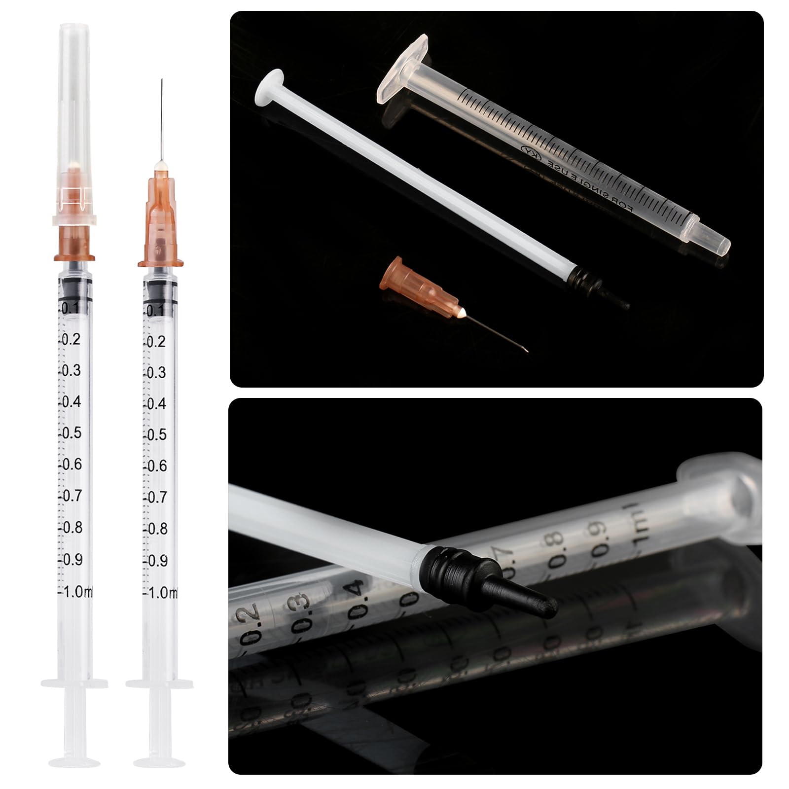 Seringue, 30 Pièces 1ml Seringue, Seringue Alimentaire, 1ml Seringues Avec Aiguille, Plastique Stériles Seringues, 1ml Seringue Plastique, Seringue Dosage en Plastique, Seringues de 1 ml Avec Capuchon