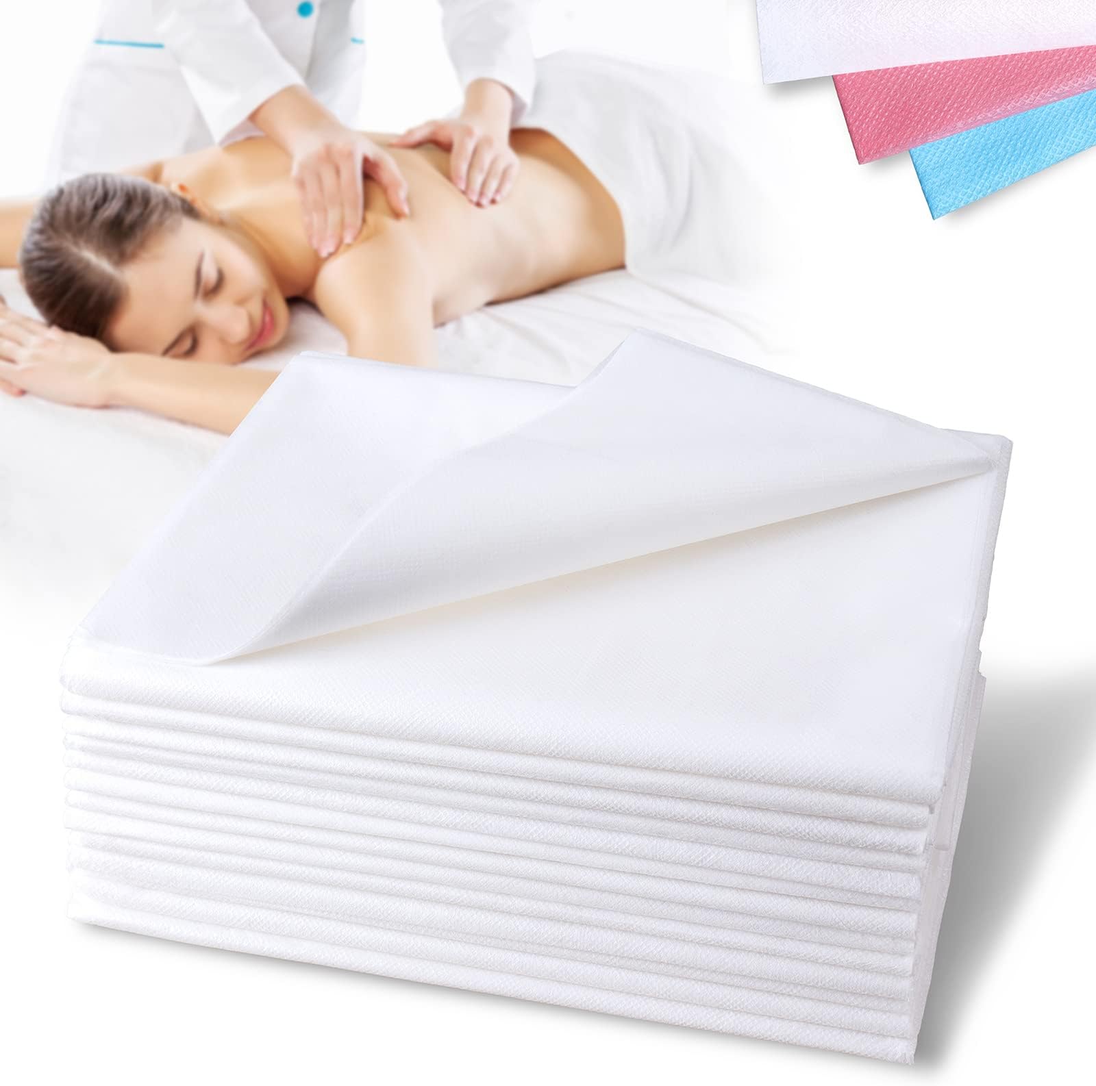 Disposable Bed Sheets Waterproof Bed Cover for SPA Tattoo Massage Table Hotels Non Woven Fabric 31" x 67"White 20Pcs-White