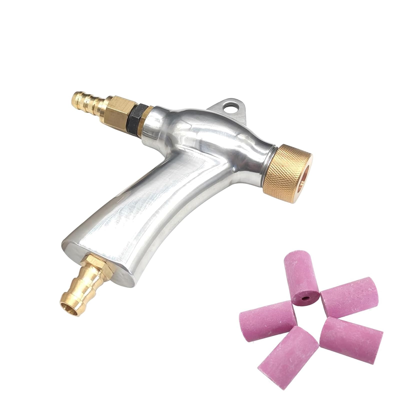 Pistolet Do Piaskowania, Stop Aluminium Pneumatyczny Pistolet Do Piaskowania Zestaw Do Piaskowania Z 5 Dyszami Ceramicznymi Do Piaskowania Szafka Do Piaskowania Silver,One Size