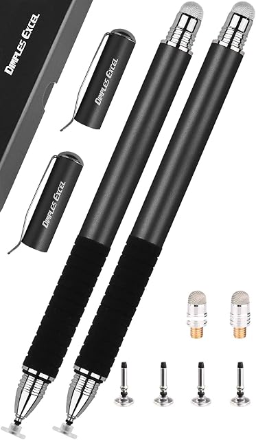Dimples Excel Stylus for All Touch Screens Stylus for iPad Stylus pens Tablet Stylus Pen (Black+Black)