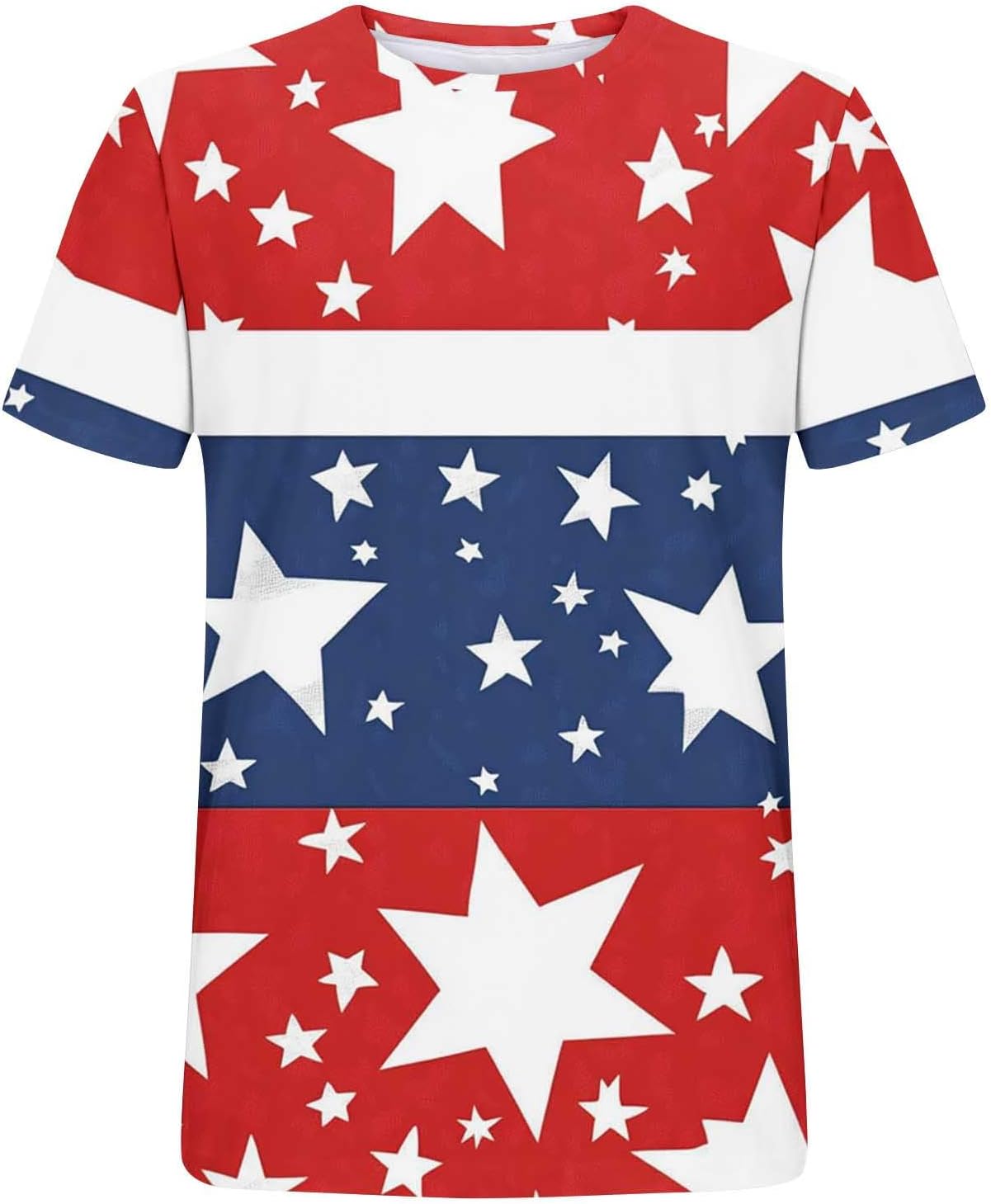 Women's 4th of July Shirt Star Print Short Sleeve Blouses Classic Cozy Tops Crew Neck T Shirts 2026 Holiday