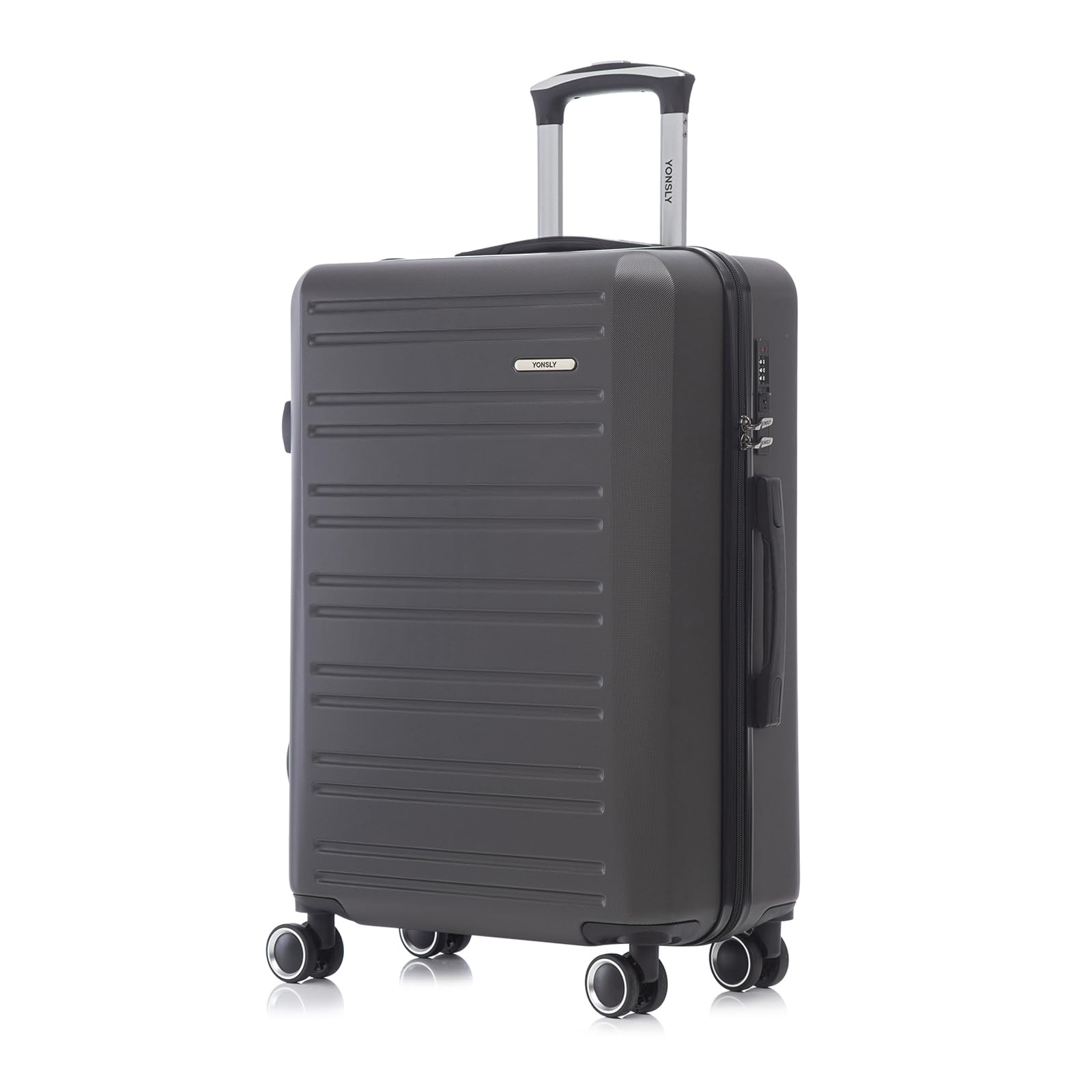 yonsly Koffer Suitcase, Trolley Reisekoffer, Rollkoffer Handgepäck mit 4 Rollen 360°, ABS Hartschalen, Sicherheitsschloss, Weicher Gummigriff, 210D-Futter