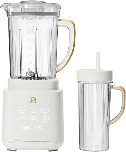 Hermoso sistema de licuadora PowerExact con motor de 700 W, tarro Tritan de 50 onzas, taza de una sola porción de 20 onzas, tapa sin goteo Sippy, 3