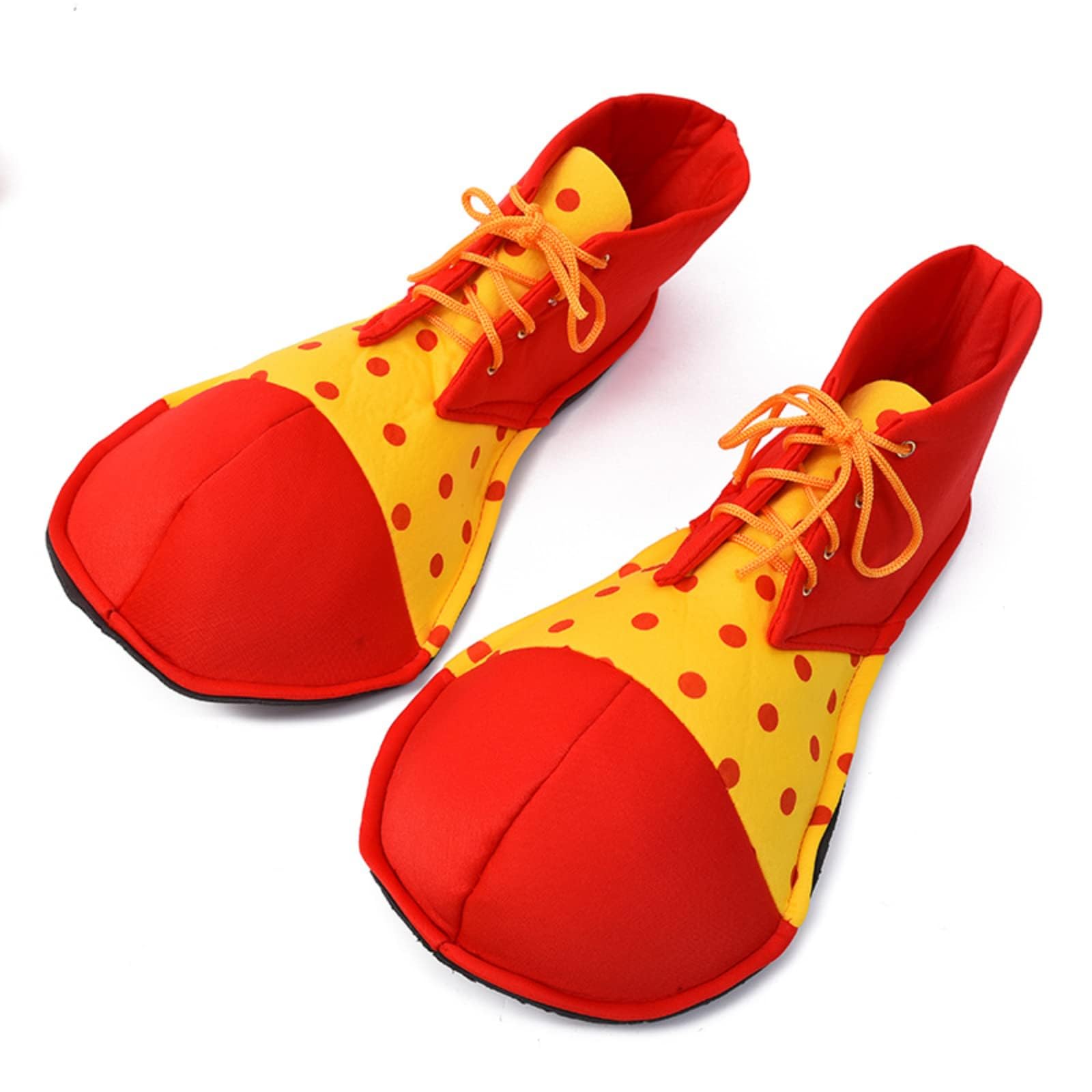 Clown Shoes Adult Men Women Funny Costume Accessories Round Head Shoes Prom Props Halloween (Red +Yellow)