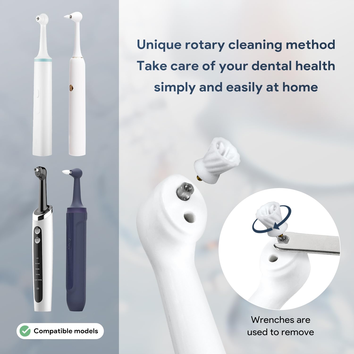 Cabezales de repuesto para pulidor de dientes, accesorios para eliminar sarro de dientes, 6 cabezales de cepillo variados, kit de cabezales de repuesto