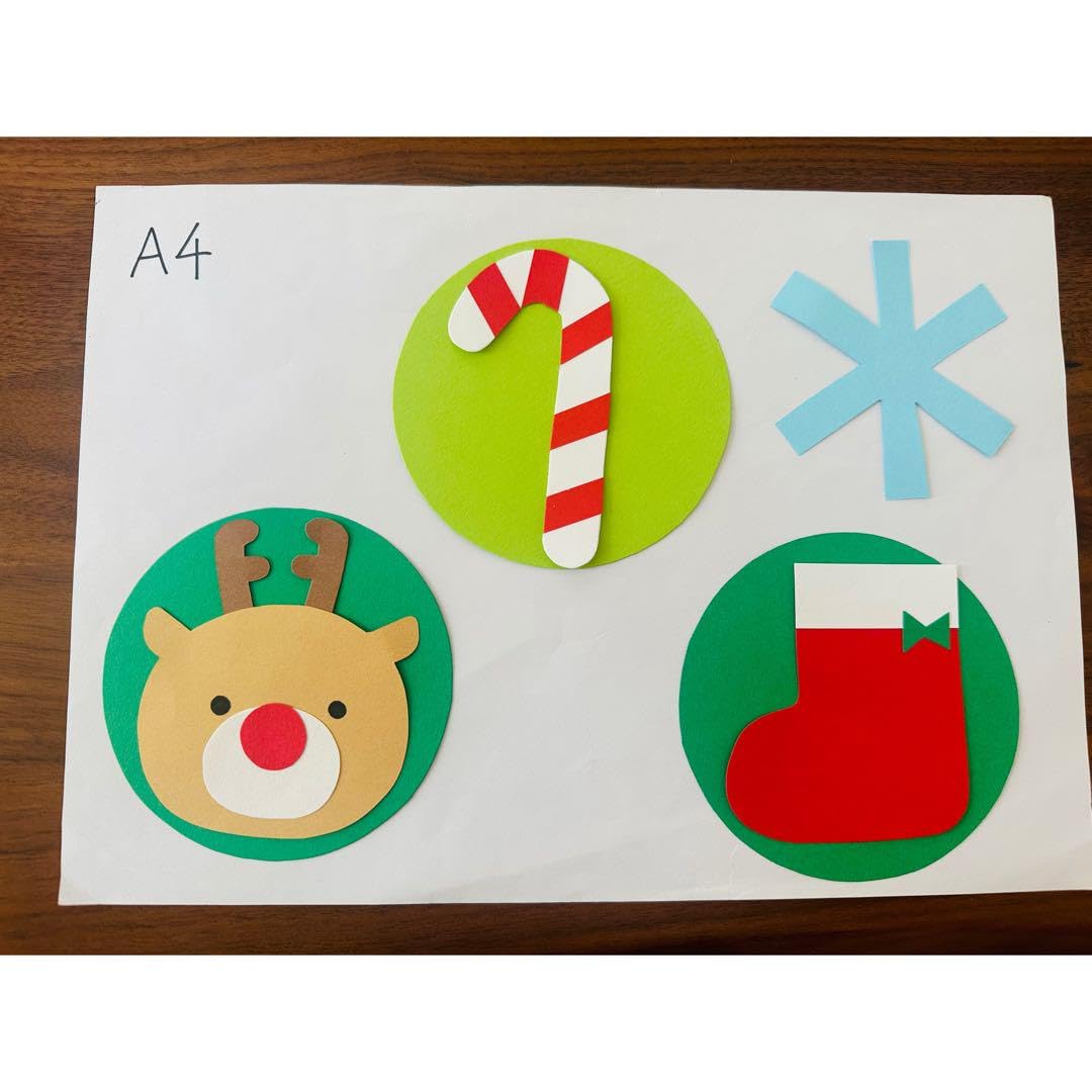Amazon.co.jp: クリスマス リース サンタさん トナカイ 画用紙 冬壁面
