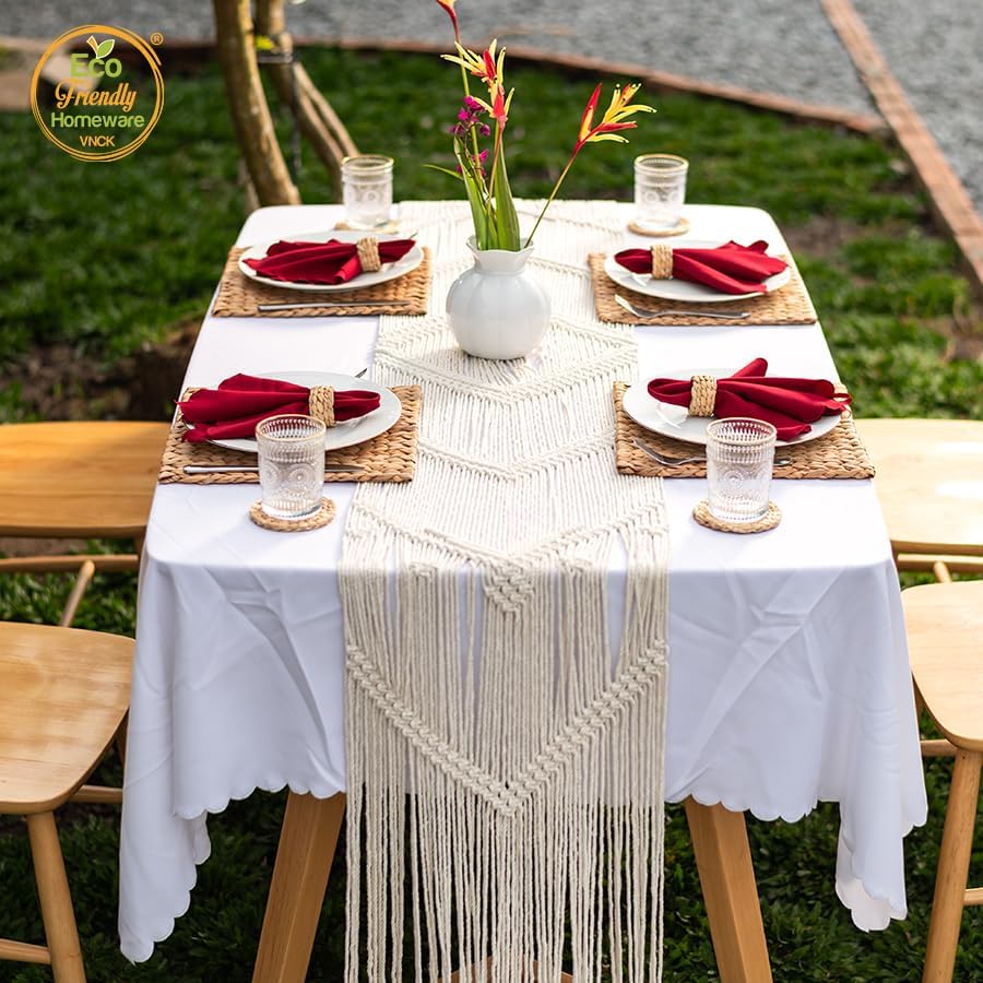 4/6/8/10 Pcs Natural Water Hyacinth Square Placemats, Boho Wicker Placemats, Chargers for Dinner Plates, Home Decor Dining Table, Kitchen Decor, Kitchen Table Centerpiece, Charger Plates 13.4 in