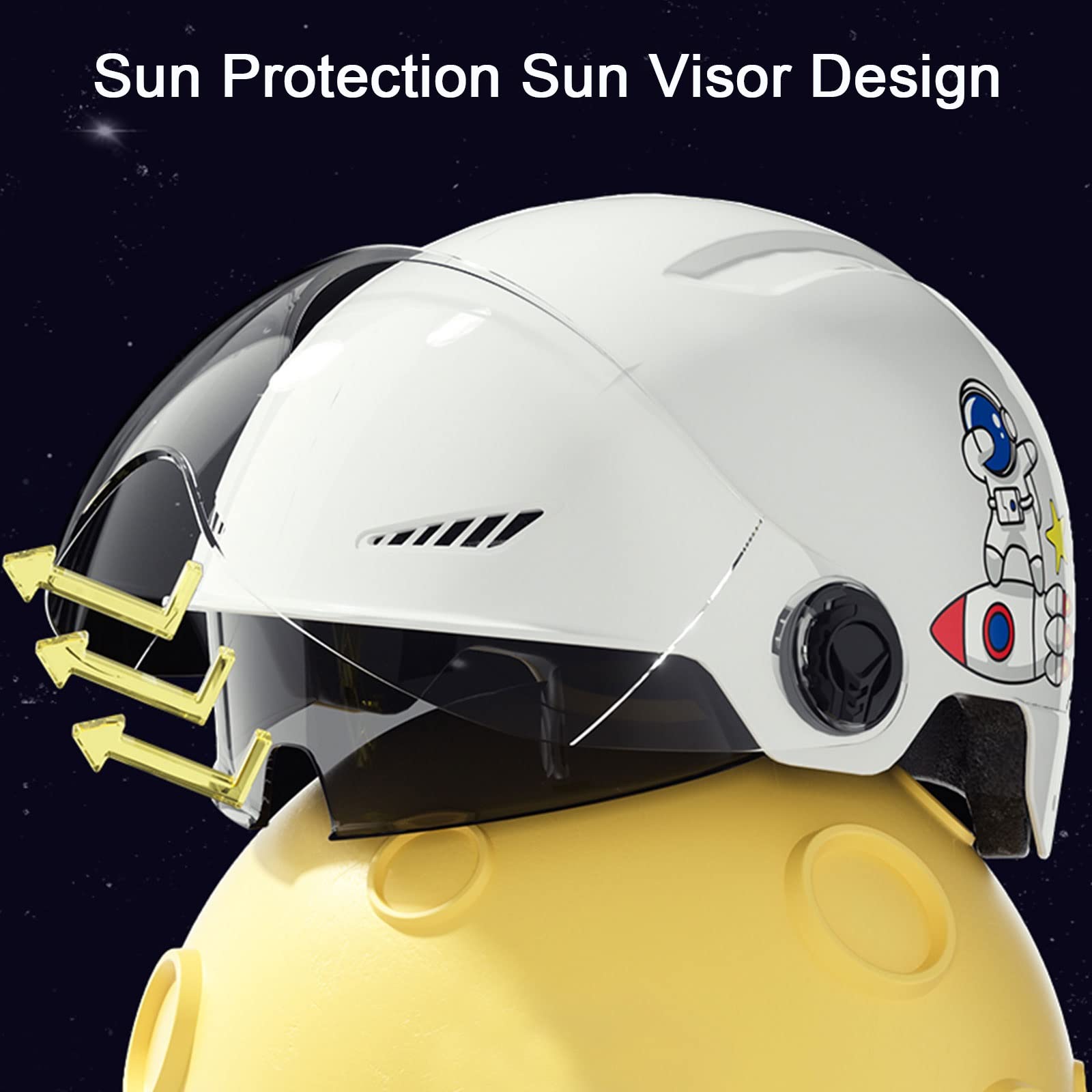 Męski, damski kask motocyklowy z daszkiem - retro otwarte kaski motocyklowe z osłoną przeciwsłoneczną DOT Certified Vintage Scooter Jet Helmet dla Cruiser Touring ATV (55-60cm)