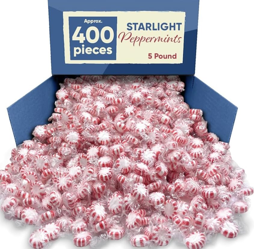 Starlight Peppermint Bulk Candy - 5 Pounds Approx 400 Pieces - Bulk Candy Individually Wrapped - Hard Candy - Mints Bulk - Christmas Candy, Peppermint Candy - Ideal Christmas Peppermint - Candy - Holiday Mints - Christmas Candy Bulk