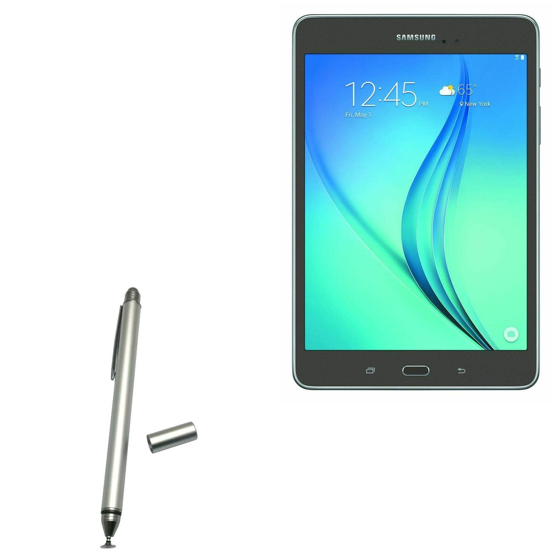 BoxWave Stylus Pen Compatible with Samsung Galaxy Tab A 8.0 (2019) - DualTip Capacitive Stylus, Fiber Tip Disc Tip Capacitive Stylus Pen for Samsung Galaxy Tab A 8.0 (2019) - Metallic Silver