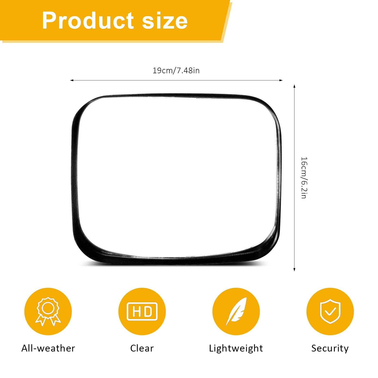 MeYuxg verkehrsspiegel, 16x19CM Quadratischer konvexspiegel, Tragbarer traffic mirror weitwinkelspiegel Blind Spot Reflective, Geeignet für Supermärkte, Kurven, Krankenhäuser, Garagen, Einfahrten