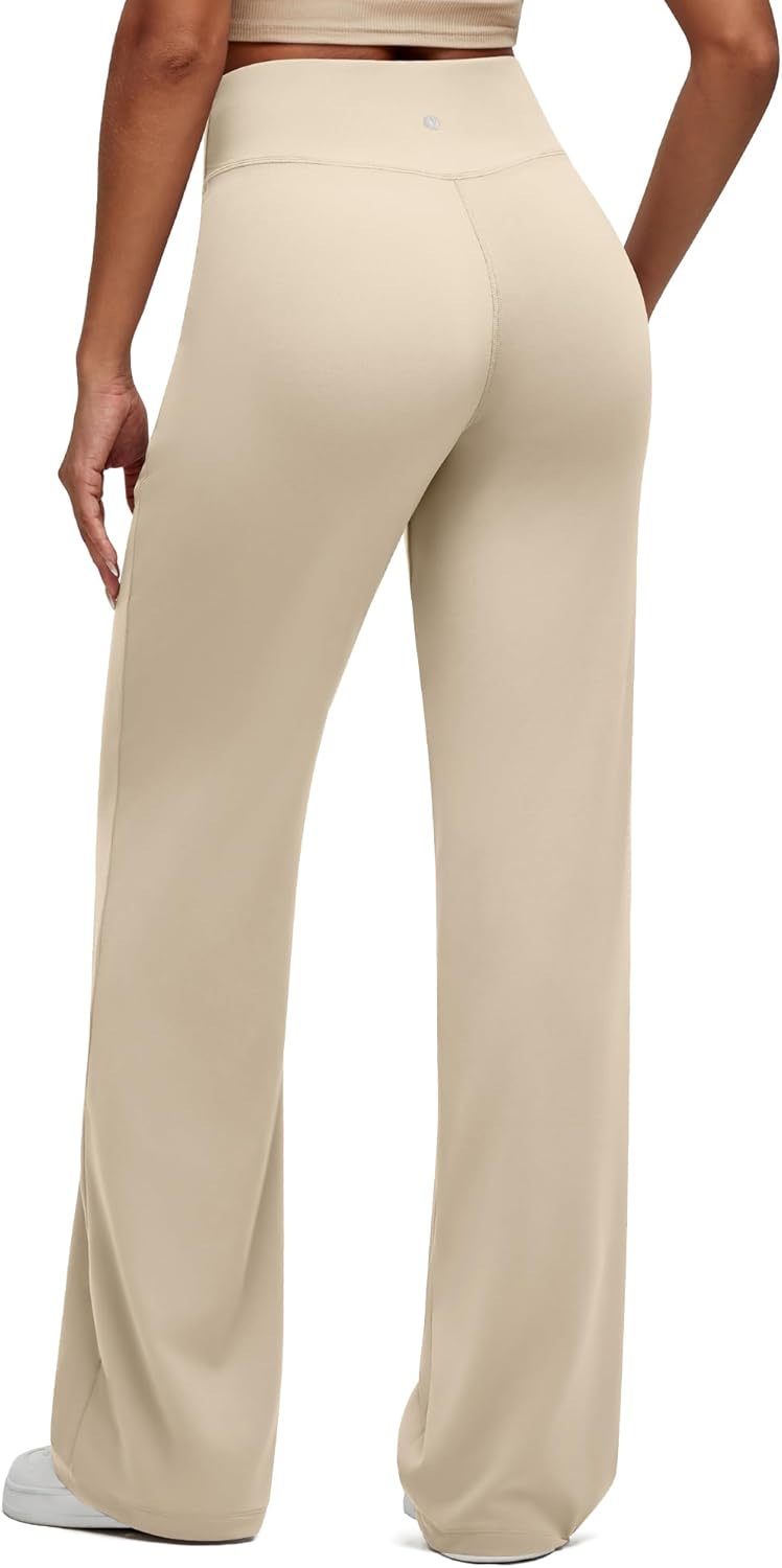 G4Free BareFeel Yoga Pants with Zipper Pockets for Women High Stretch Wide Leg Cross Waist Casual Trousers 29"/31"/33" - Image 2