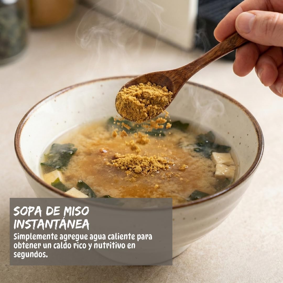Umami Miso en Polvo Japonés 100g - Sazonador Instantáneo Fermentado - Potenciador de Sabor Natural - Sin Glutamato y Vegano