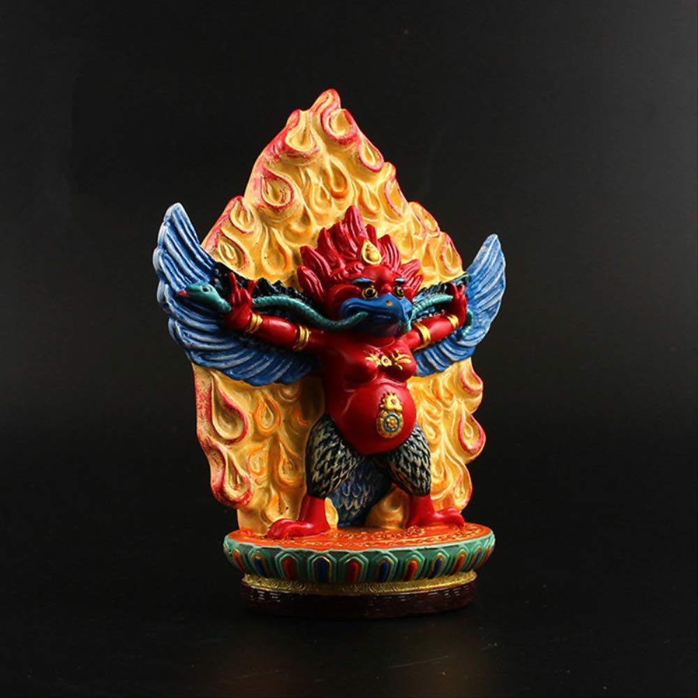Delikatna żywica ręcznie powlekana buddyjska Bodhisattva Roc złote skrzydła ptak tybetańska ezoteryczna figurka posąg Buddy