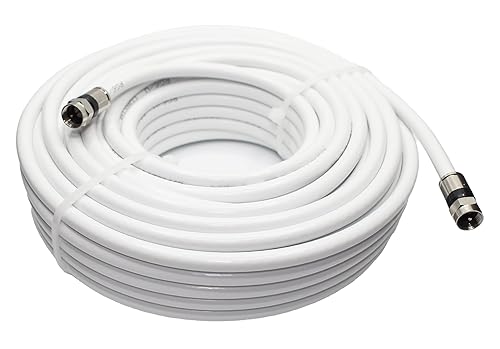 Miniatura 6 de SUIRONG Cable coaxial RG6 de 30 pies con conector F, banda ancha y TV HD, extensión de cable satelital y conector impermeable externo cable blanco