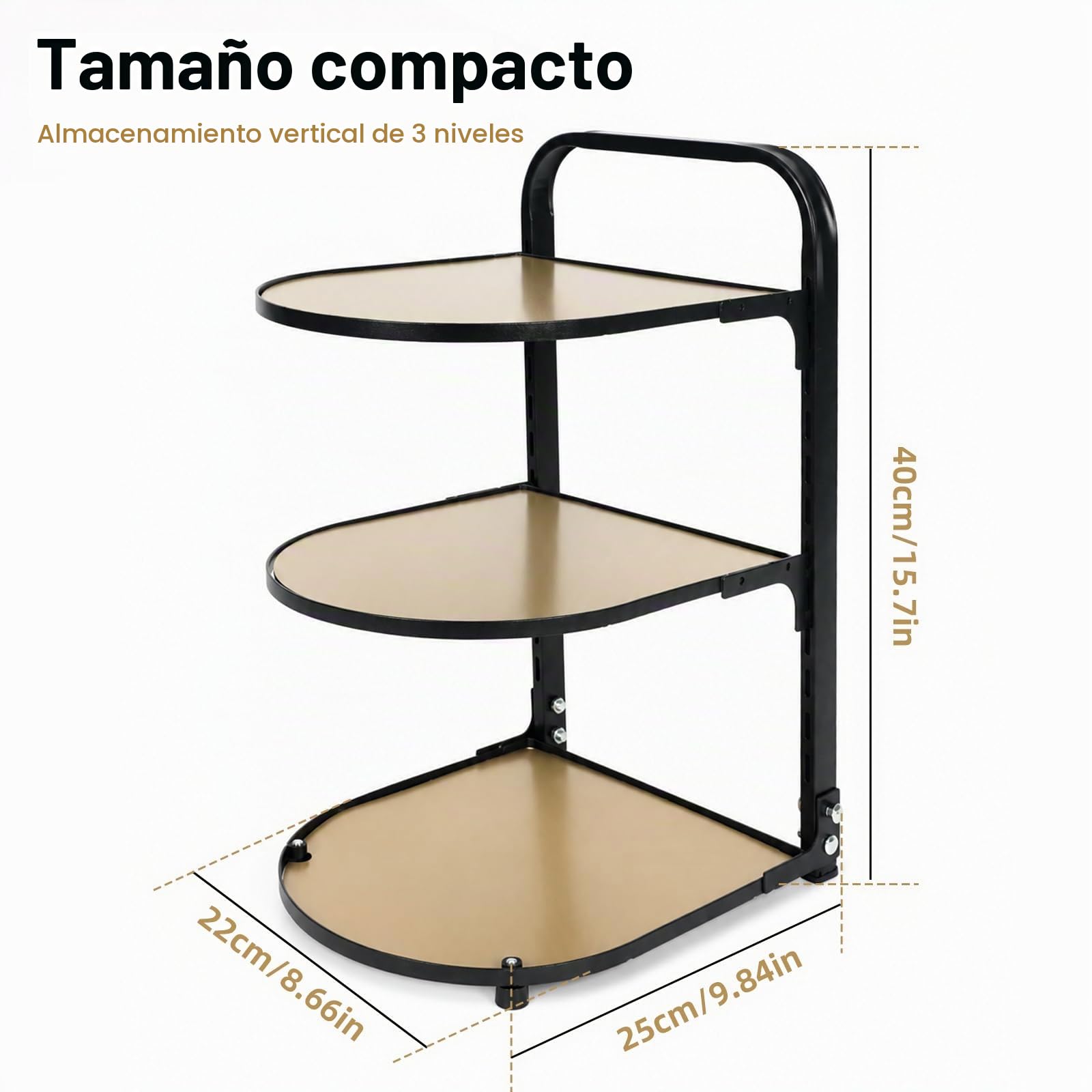 Organizador de sartenes para cocina, estante de cocina, sartén de cocina, estante de almacenamiento escalonado, estante de almacenamiento de 3 niveles ajustable para armario