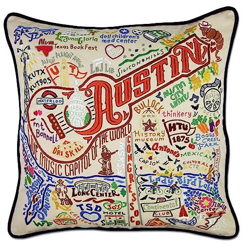 Catstudio Austin Hand Embroidered Decorative Throw Pillow
