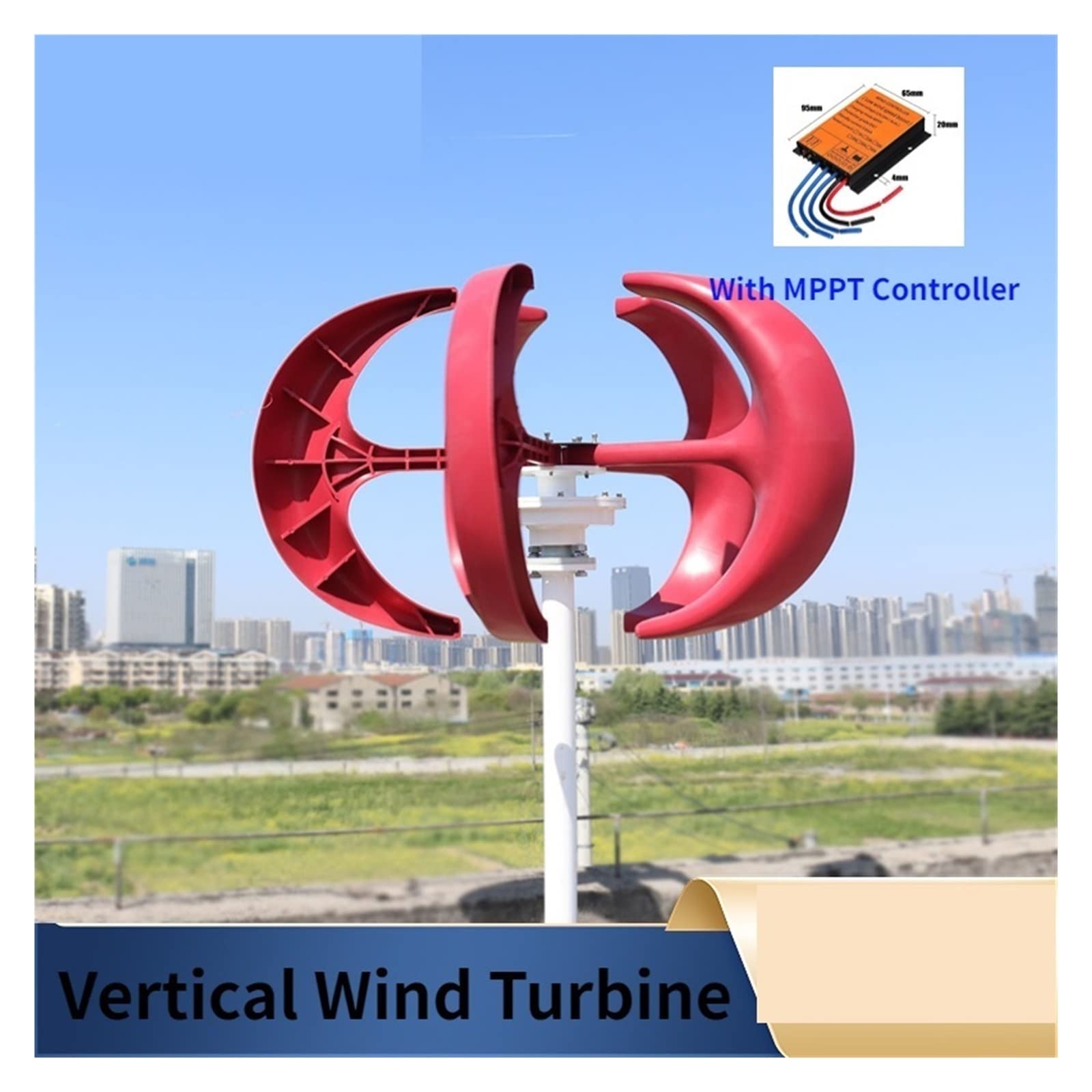 Hochleistungs-Windturbinengenerator, 8000 W Windkraftanlage 12 V 24 V 48 V Vertikalachsen Windgenerator Kleine Windmühlenenergie mit MPPT-Laderegler Heimgebrauch Hohe Windenergienutzung ( Color : Whit