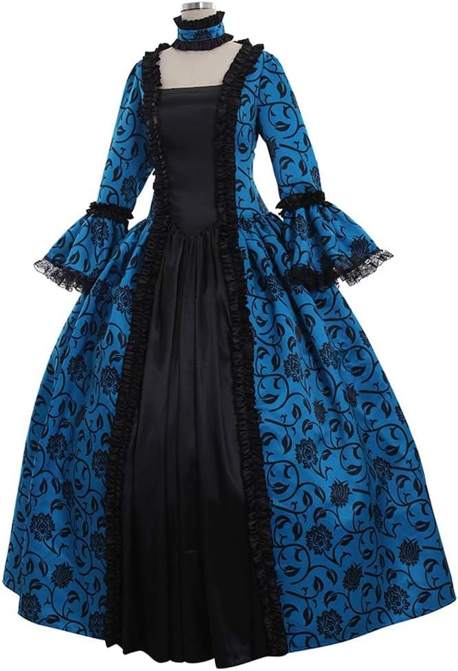 CountryWomen 18th Century Dress Long Halloween Party Costumes Women's Gothic Victorian Rococo Party Dresses