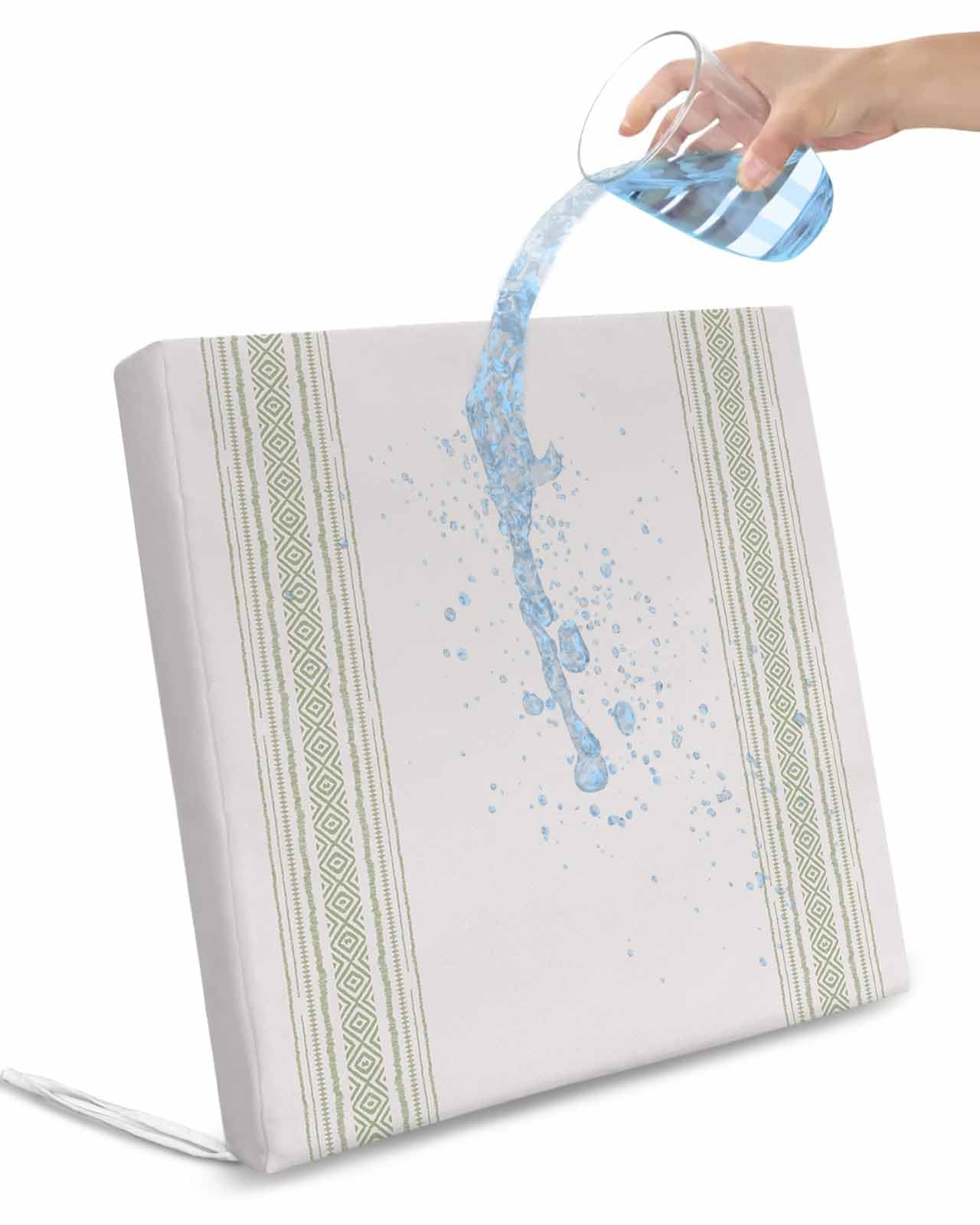 Pinroote Sage Green Geometric Patio Cushion Covers, Outdoor Cushion Covers Waterproof Seat Cushion Slipcovers, Modern Abstract Striped Boho Chair Cushion Cover for Garden Sofa 22