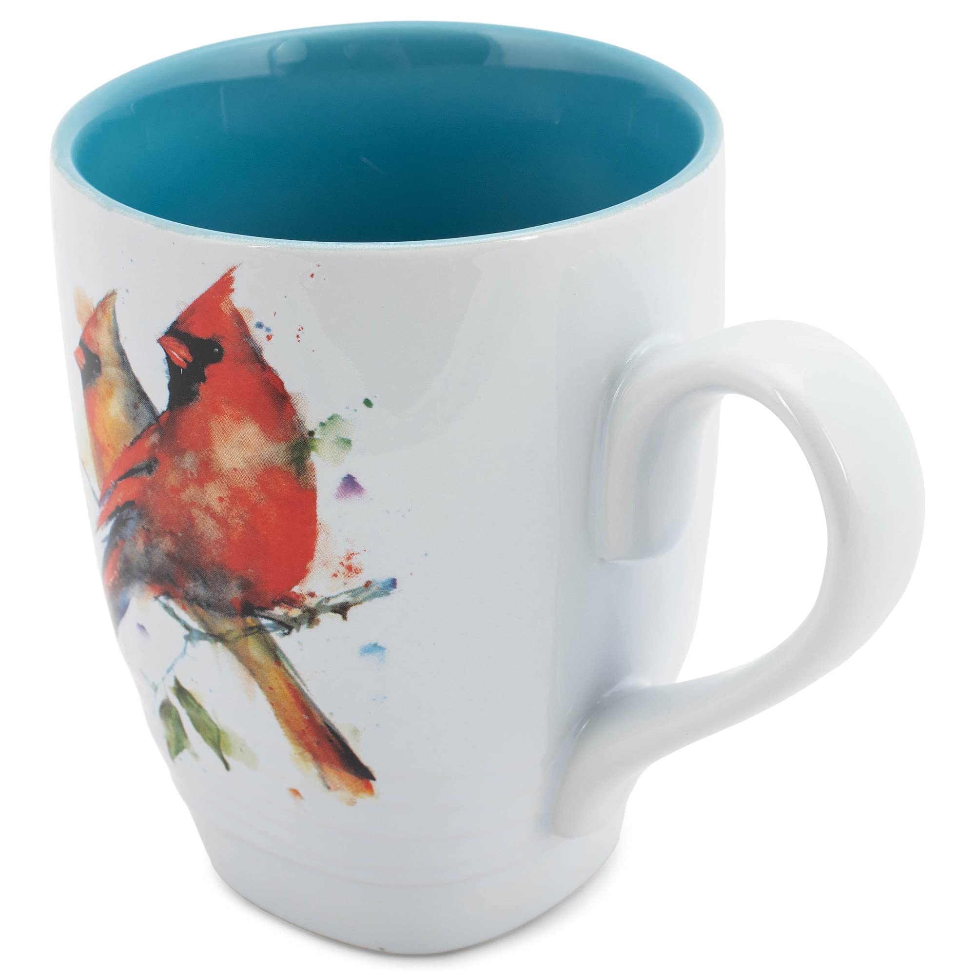 Coffee Mug Set DEMDACO Cardinal Holly Watercolor Mug & Card Set  12 Oz  Stoneware Coffee Mug, Holiday Gift With Hand-Painted Red Cardinal Design 12  Ounce Holiday Mug Gift