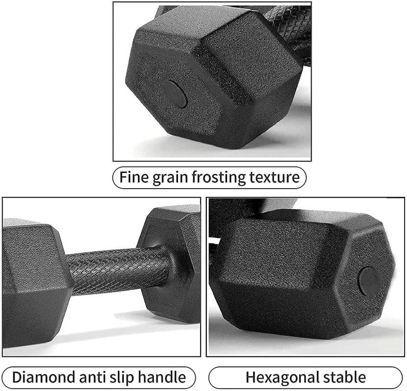 Image of PVC Hex Dumbbells Pack of 2 (5kg*2) Black Color for Home Gym Equipment Fitness Barbell|Gym Exercise|Home Workout, Gym Dumbbells|Dumbbells Weights for Men & Women