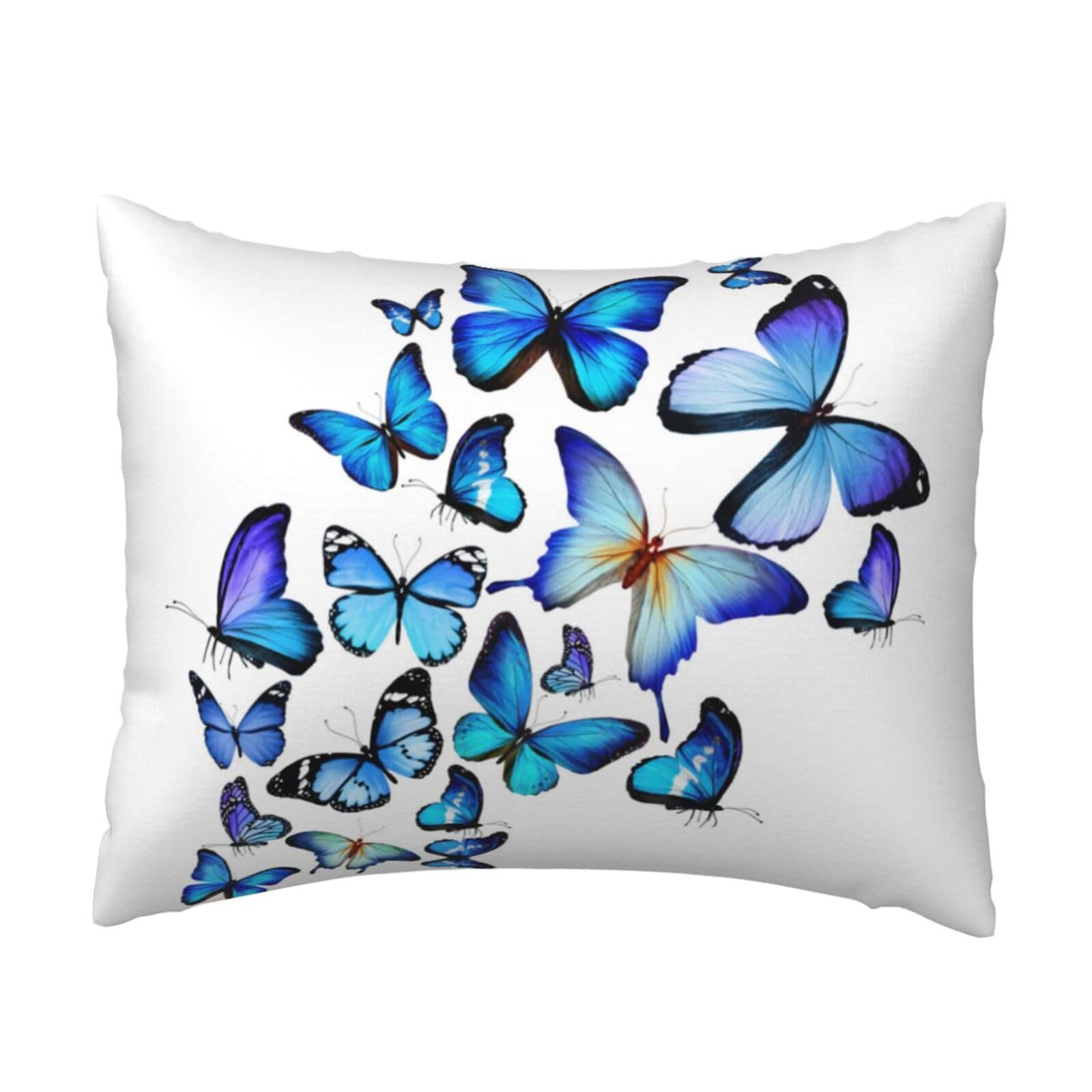 WSHFFILO Blue Butterfly printed Pillow Case 20x26in Decorative pillowcase Throw Pillow Cover