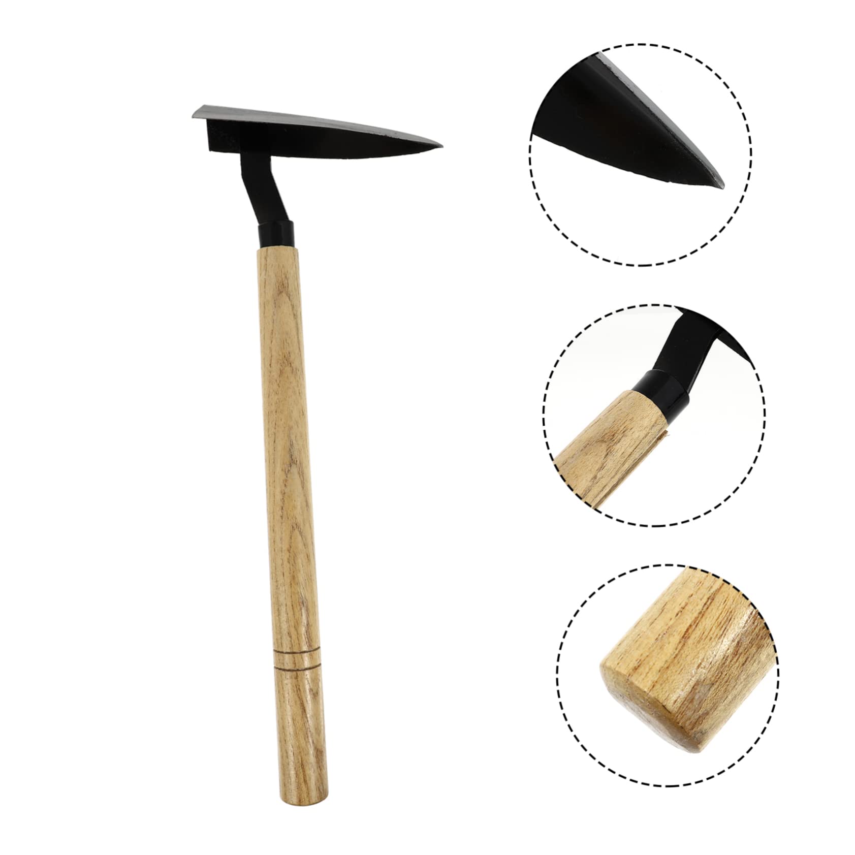 OFFSCH Triangle Gardening Hoe Wooden Handle Steel Hoes Garden Edging Tool for Transplanting