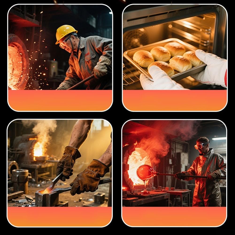 Guantes industriales para soldar hechos de papel de aluminio y cuero de vaca que proporcionan aislamiento térmico ignífugo y resistente a las quemaduras protección para barbacoa y para soldadura