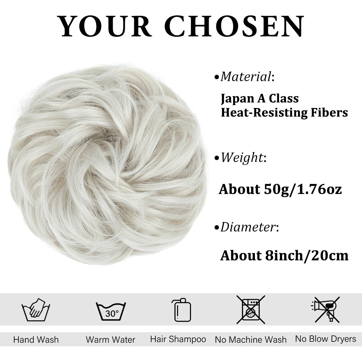 SARLA Messy Hair Bun Hair Piece for Womens Synthetic Hair Buns Extension Scrunchies Hairpieces Ponytail Hair Extensions White - Image 2