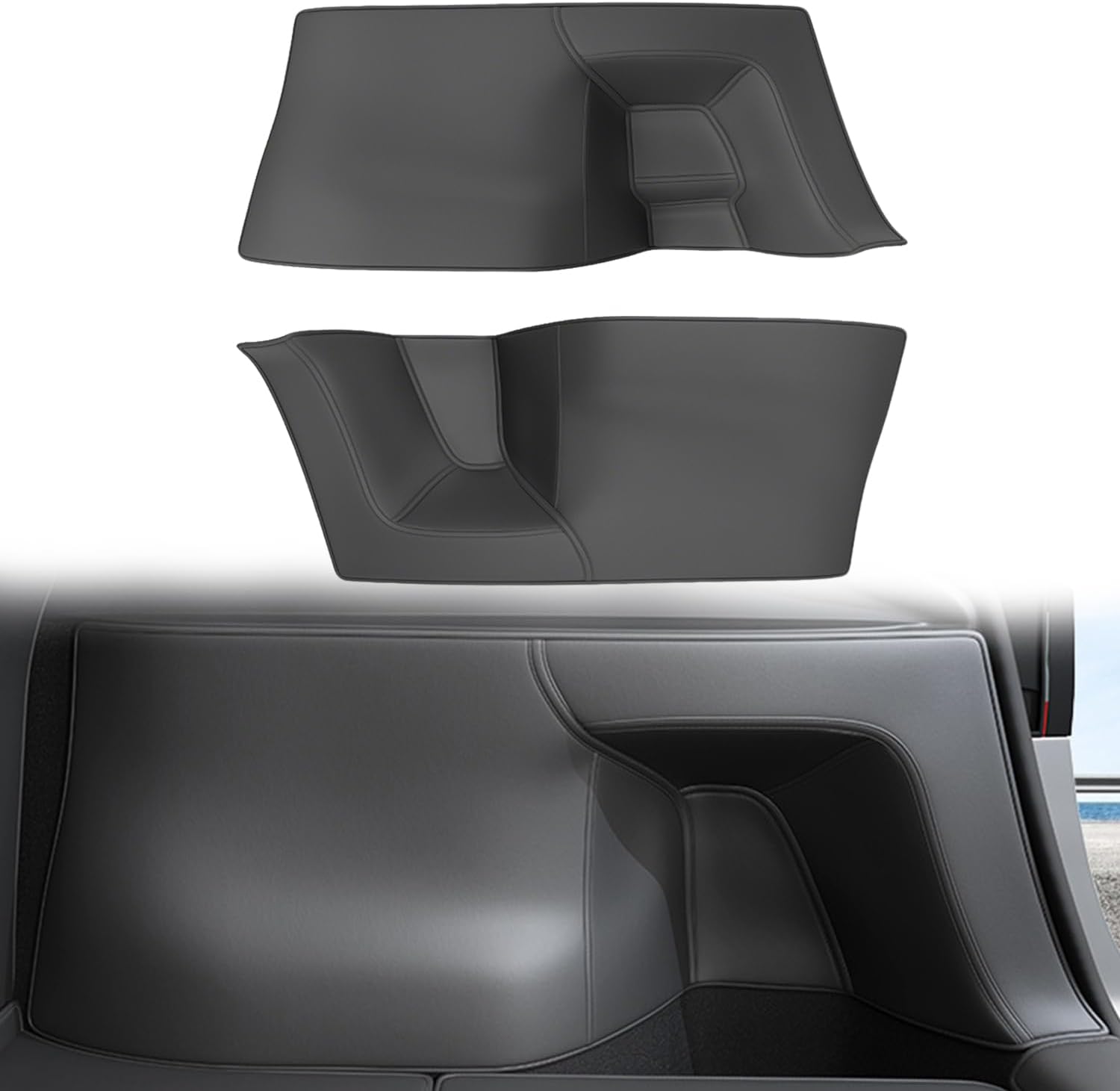 GearUp Rear Trunk Side Protective Cover for Tesla Model Y Juniper 2025 2026 Left & Right Leather Panel Protection Velcro Stick Cargo Side Protect Mat