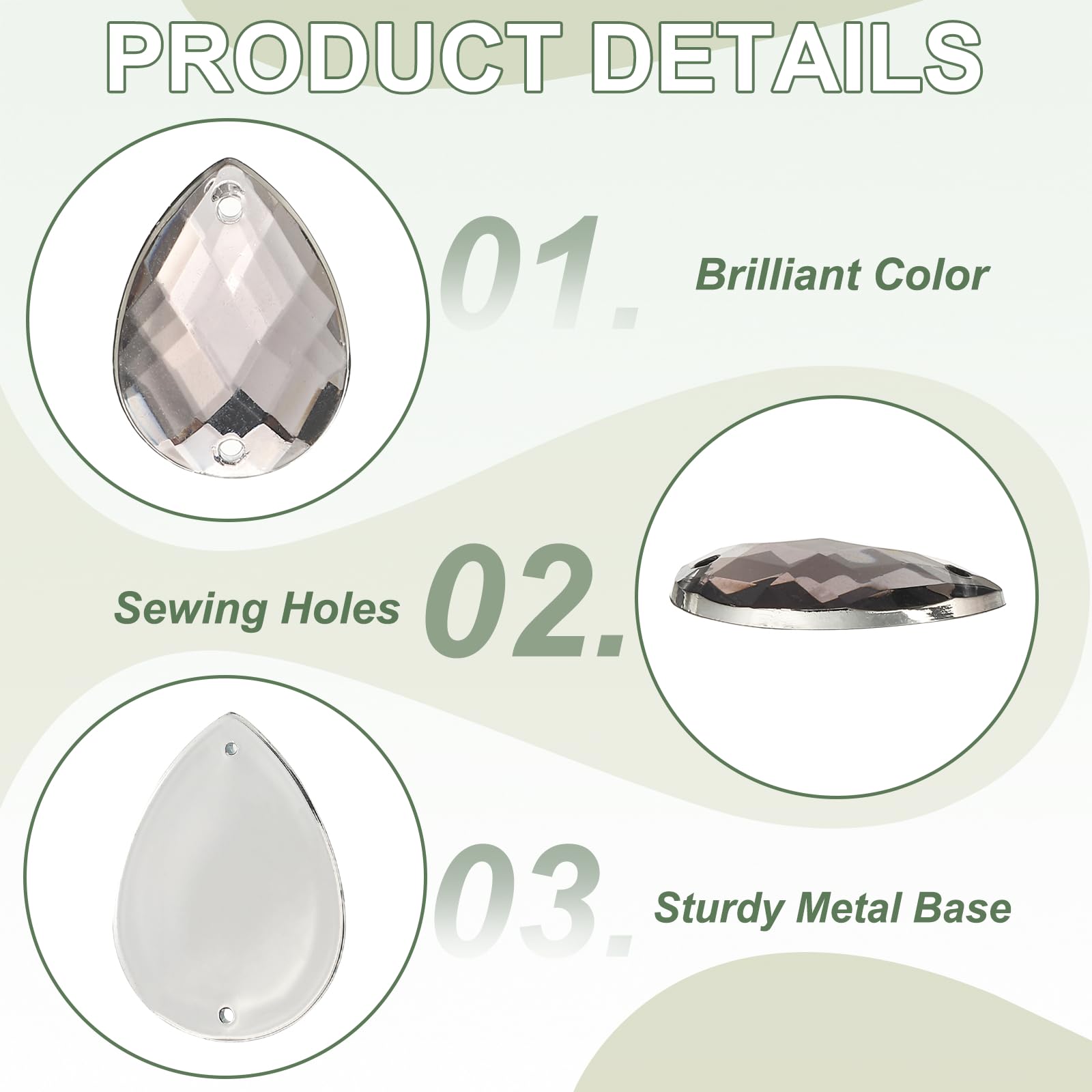 YELARXI Sew on Rhinestones Flatback Crystal Acrylic Gems Diamante, Fit for DIY Crafts Dress Clothes Shoes Bag Decorations - Image 3