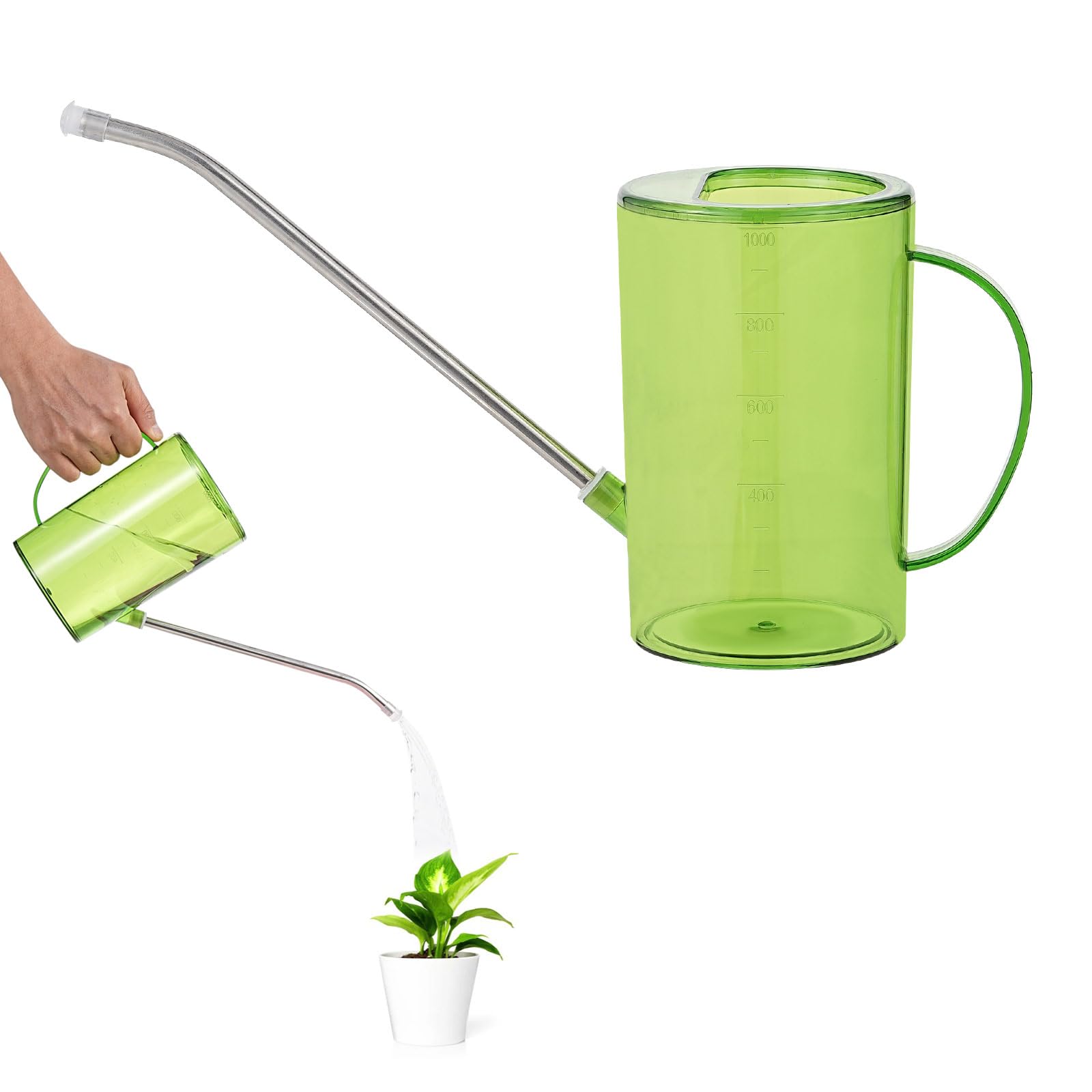 Cmanlnyk Green Long Spout Watering Can - 1L 34Oz Mini Plant Bonsai Watering Can Small, Watering Devices For House Plants, Houseplant Seedling Plastic For Indoor Outoor Garden Office Home