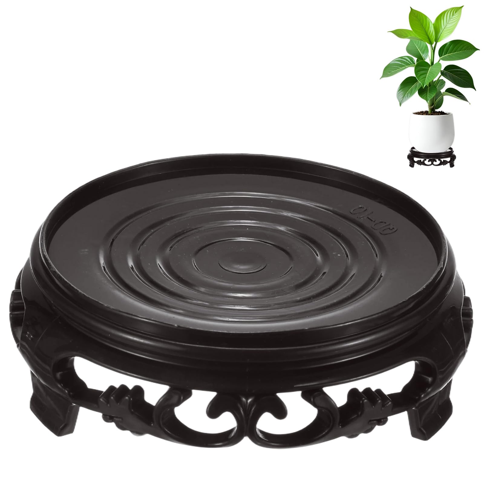 M METERXITY 1-Pack Plant Stand for Inside Pots, 9.5 Cm/3.74 Inch Plant Riser for Vase/Fishbowl/Flower Pot/Lamp/Redwood Base/Vintage Display Rack Decor [Dark Brown]