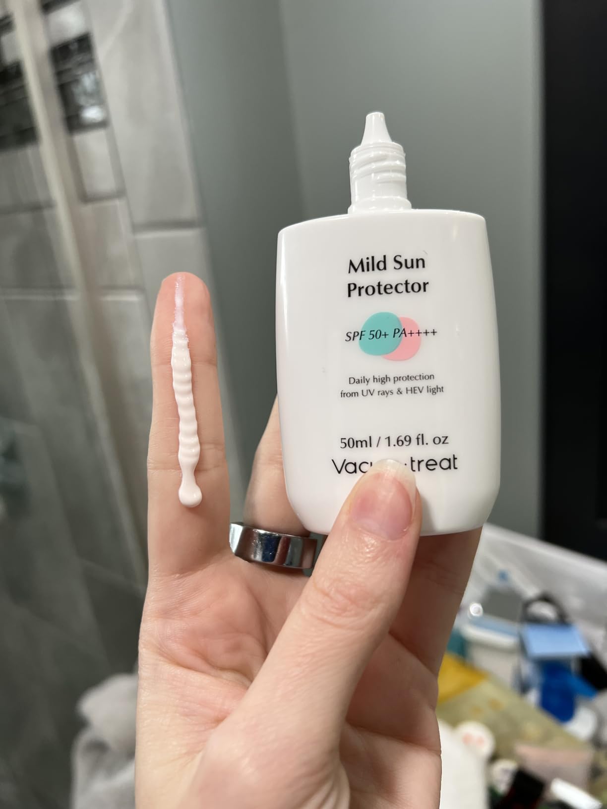 Vacure:treat Sunscreen with Zinc Oxide, SPF 50+/PA++++, Moisturizing, Broad Spectrum UVA/UVB Protection, Reducing Wrinkles, Improving Skin Elasticity, All Skin Types 1.6 Fl. OZ (50ml), 1 Count