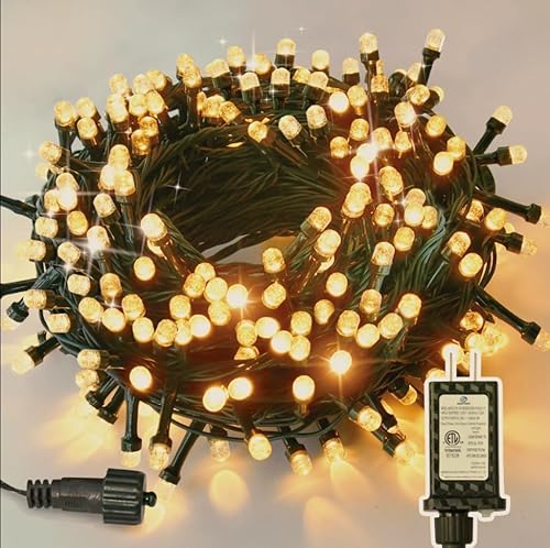 ULG Luces de Navidad, 200 luces LED de 66 pies, multicolor, para decoración de árbol de Navidad al aire libre e interior, luces de hadas